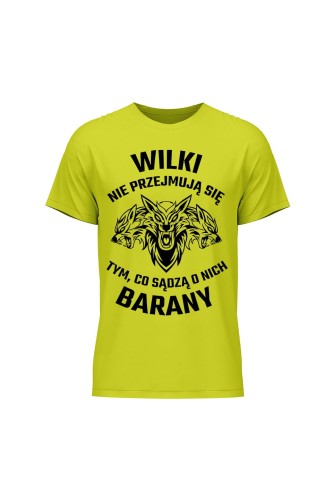 Koszulka męska Wilki nie przejmują się tym co sądzą o nich barany - limonka