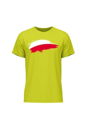 Koszulka męska Polska Flaga - limonka