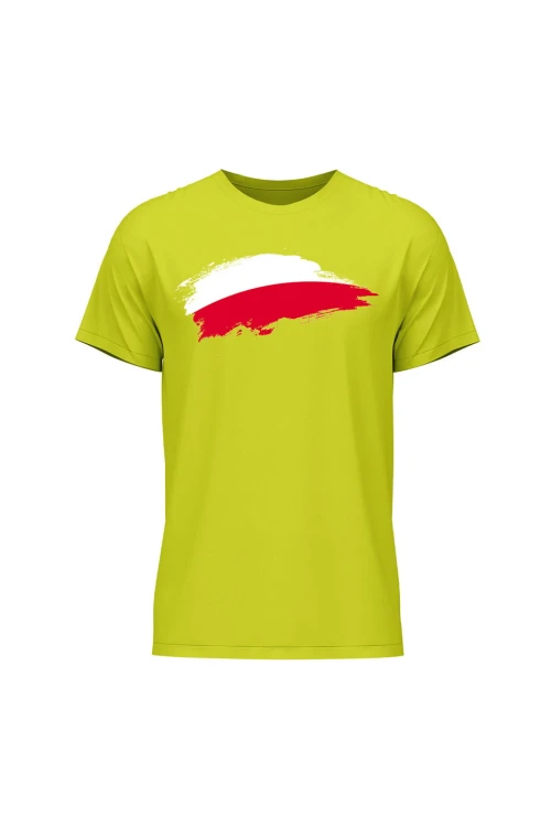 Koszulka męska Polska Flaga - limonka
