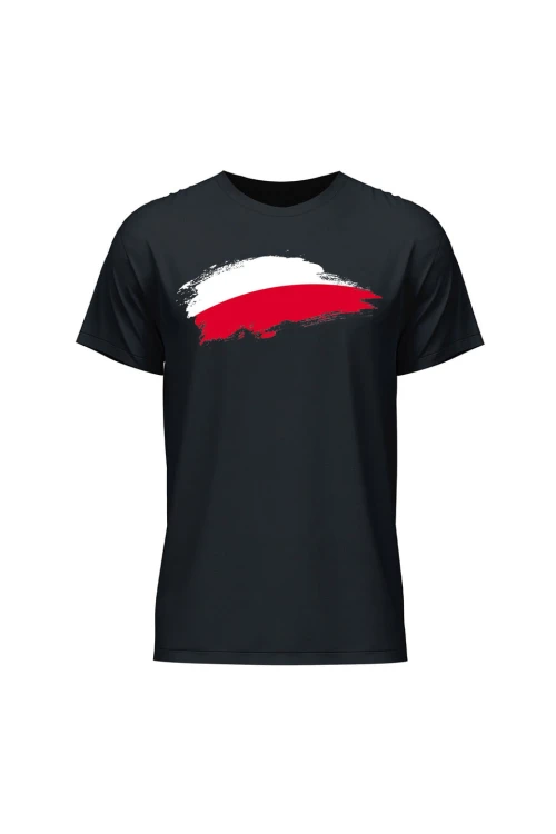 Koszulka męska Polska Flaga - czarna