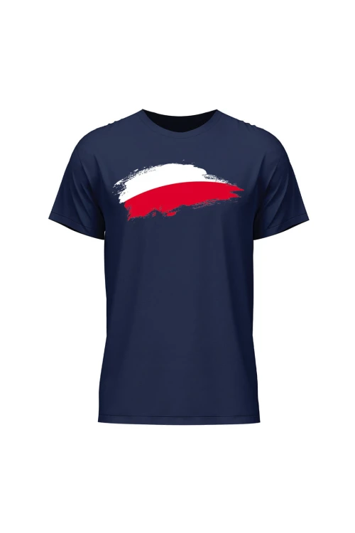 Koszulka męska Polska Flaga - granatowa