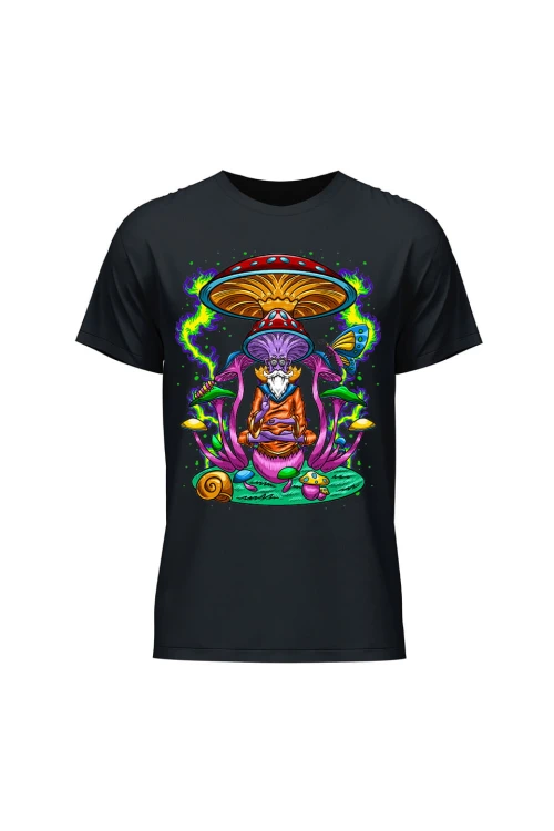 Koszulka męska Psychedelic Mushroom - czarna