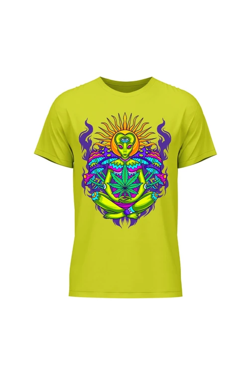 Koszulka męska Hippies Alien - limonka