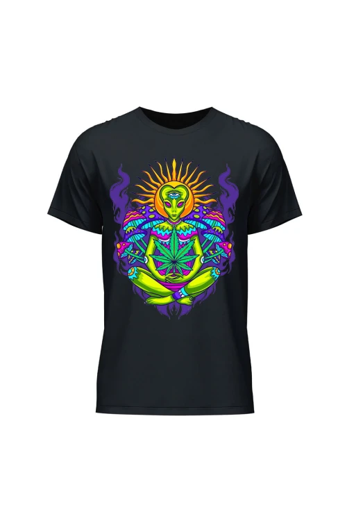 Koszulka męska Hippies Alien - czarna
