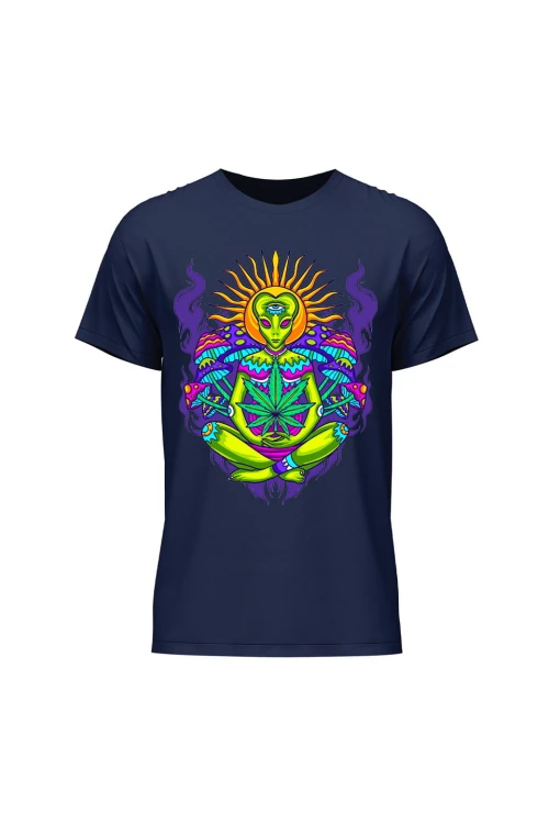 Koszulka męska Hippies Alien - granatowa