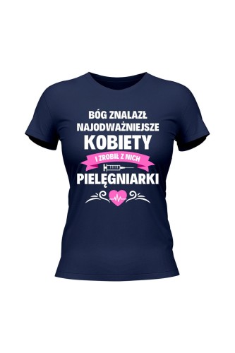 Koszulka damska Bóg znalazł pielęgniarki - granatowa