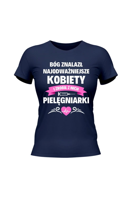Koszulka damska Bóg znalazł pielęgniarki - granatowa