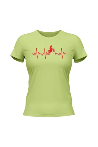 Koszulka damska Motocross heartbeat - limonka