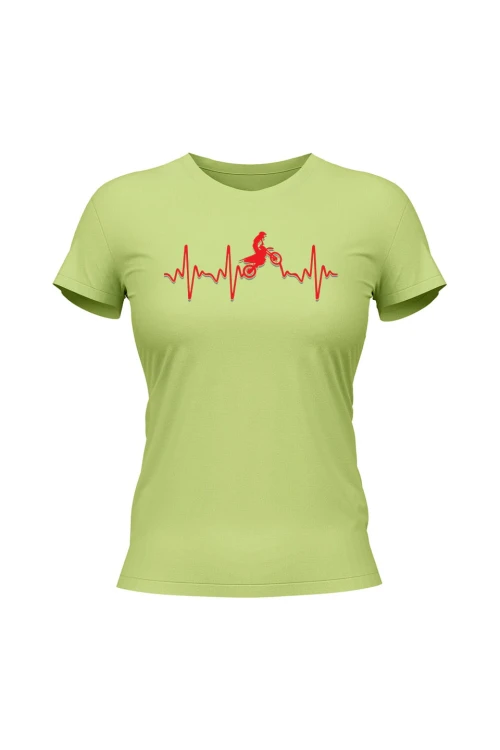 Koszulka damska Motocross heartbeat - limonka