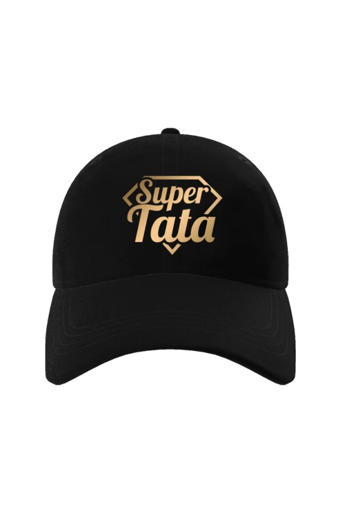 Czapka z daszkiem Super Tata - złote - czarna