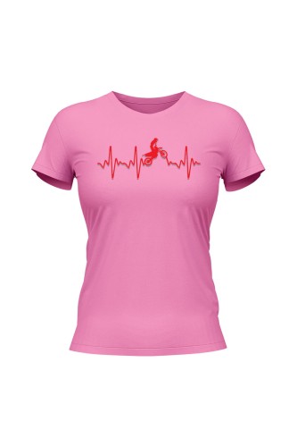 Koszulka damska Motocross heartbeat - różowa