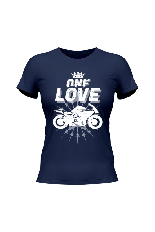 Koszulka damska One Love Motocykle - granatowa