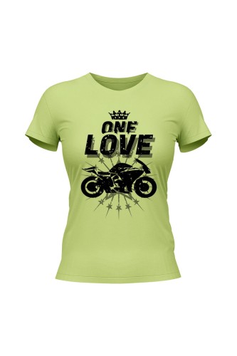 Koszulka damska One Love Motocykle - limonka