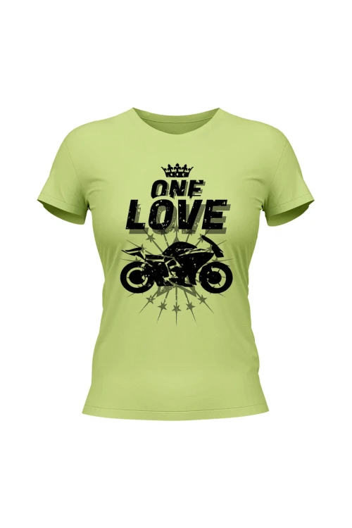 Koszulka damska One Love Motocykle - limonka