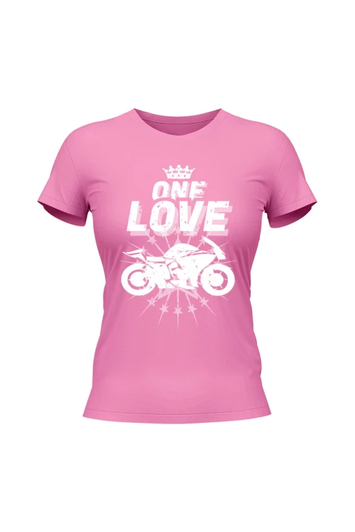 Koszulka damska One Love Motocykle - różowa