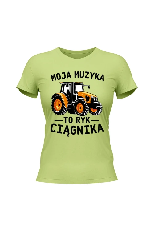 Koszulka damska Moja muzyka to ryk ciągnika - limonka