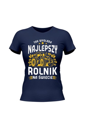 Koszulka damska Najlepszy rolnik na świecie - granatowa