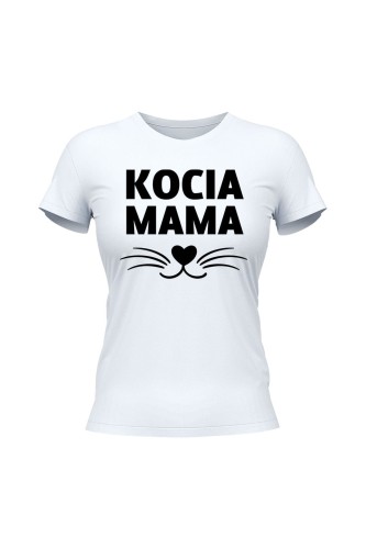 Koszulka damska Kocia mama - biała