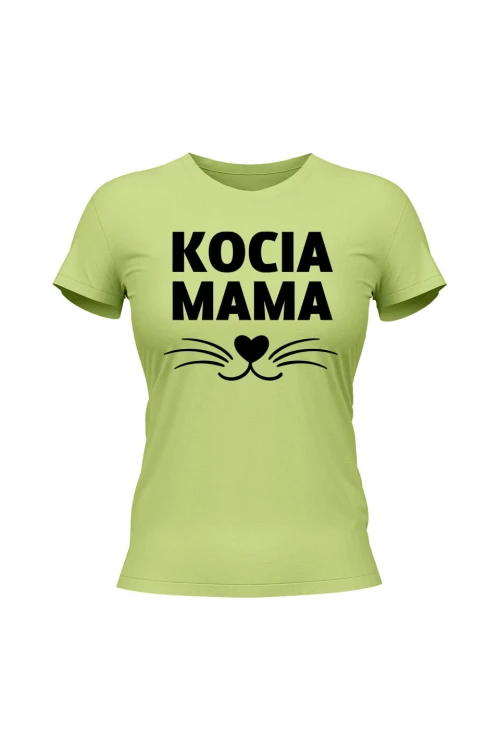 Koszulka damska Kocia mama - limonka