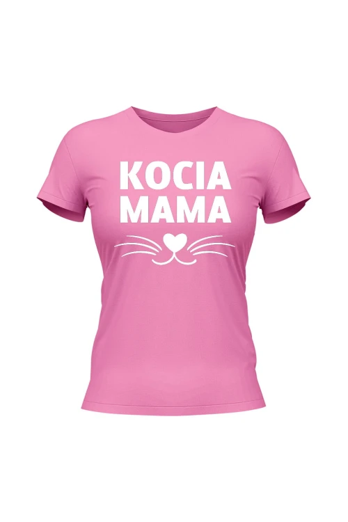 Koszulka damska Kocia mama - różowa