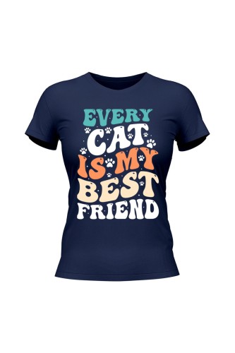 Koszulka damska Every Cat is My Best Friend - granatowa