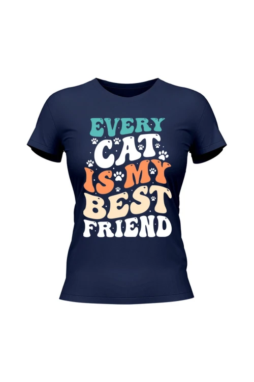 Koszulka damska Every Cat is My Best Friend - granatowa