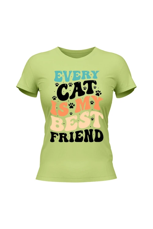 Koszulka damska Every Cat is My Best Friend - limonka