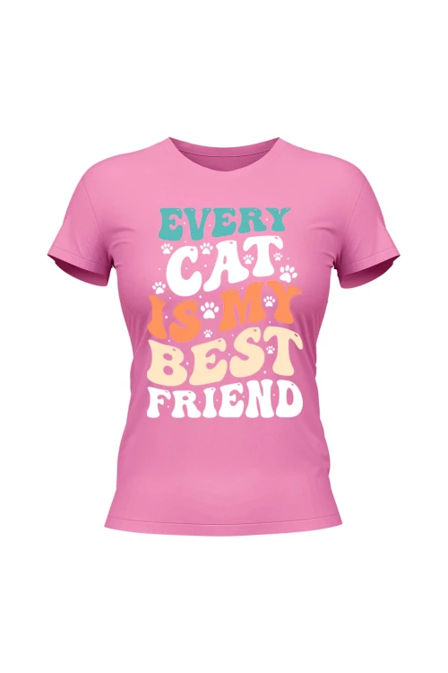 Koszulka damska Every Cat is My Best Friend - różowa