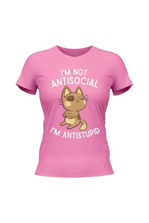 Koszulka damska I'm not antisocial - różowa