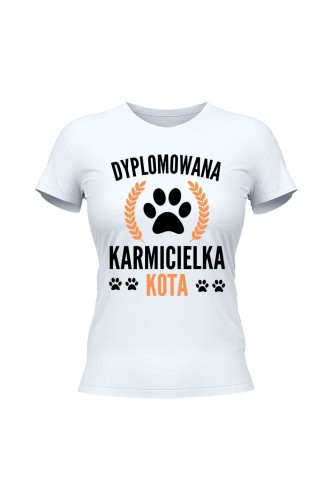 Koszulka damska Dyplomowana Karmicielka Kota - biała
