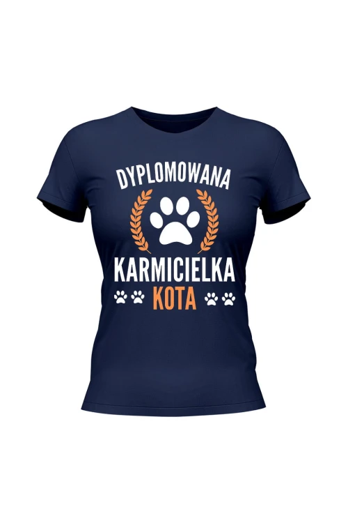 Koszulka damska Dyplomowana Karmicielka Kota - granatowa
