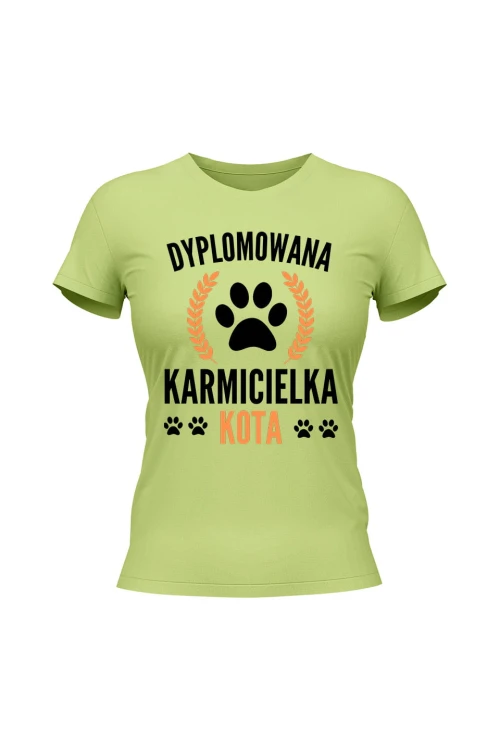 Koszulka damska Dyplomowana Karmicielka Kota - limonka