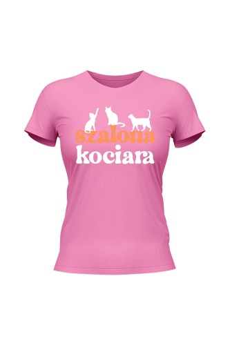 Koszulka damska Szalona kociara - różowa