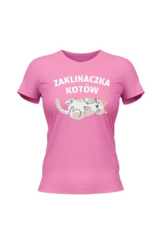 Koszulka damska Zaklinaczka kotów - różowa