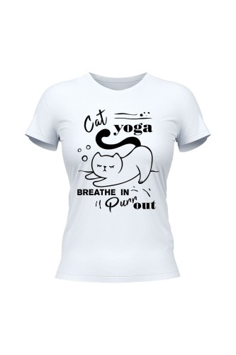 Koszulka damska Cat Yoga - biała