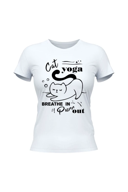 Koszulka damska Cat Yoga - biała
