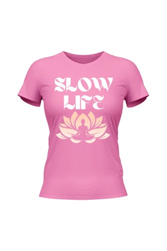Koszulka damska Slow life - różowa