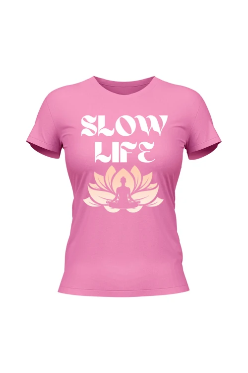 Koszulka damska Slow life - różowa