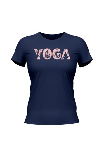 Koszulka damska Yoga Napis - granatowa