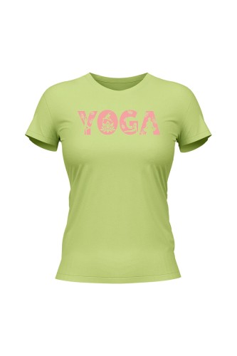 Koszulka damska Yoga Napis - limonka