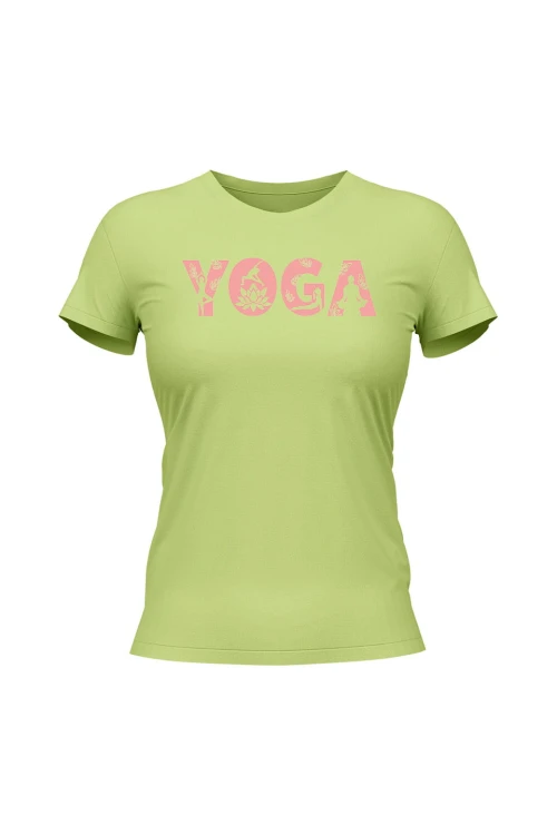 Koszulka damska Yoga Napis - limonka