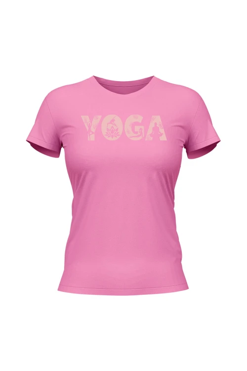 Koszulka damska Yoga Napis - różowa