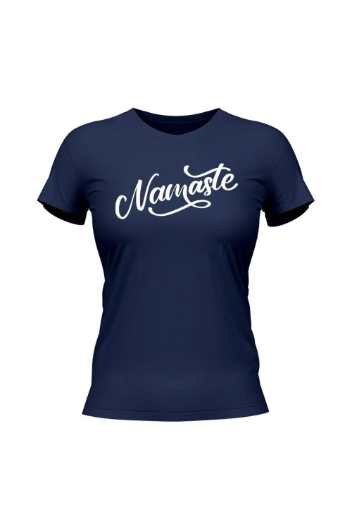 Koszulka damska Namaste Napis - granatowa