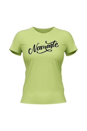 Koszulka damska Namaste Napis - limonka