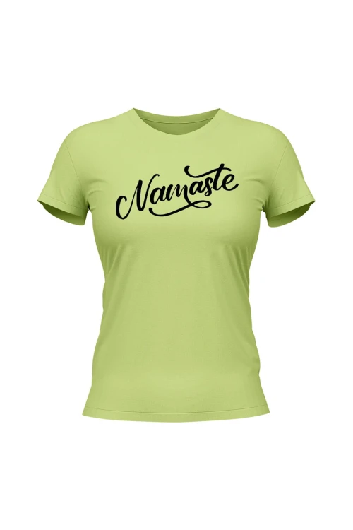 Koszulka damska Namaste Napis - limonka