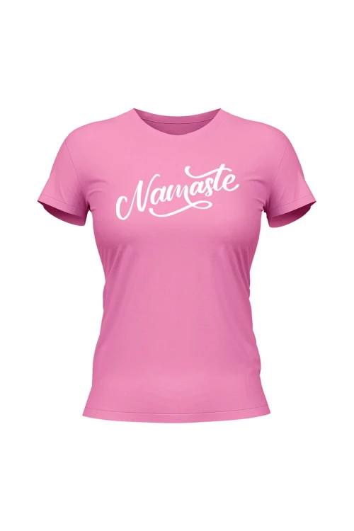 Koszulka damska Namaste Napis - różowa