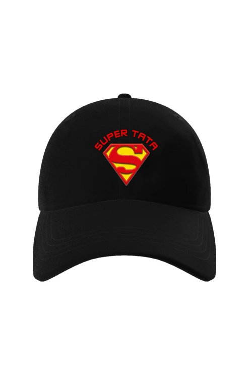 Czapka z daszkiem Supermana - Super Tata - czarna