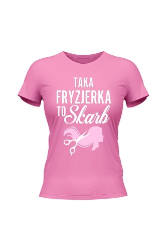 Koszulka damska Taka fryzjerka to skab - różowa