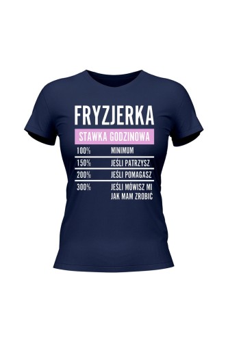 Koszulka damska Fryzjerka stawka godzinowa - granatowa